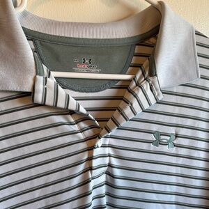 Under Armour Men's Polo Shirt - Gray and Green Stripes